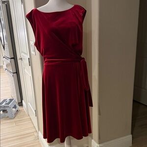 Tahari Deep Red Midi Wrap Dress